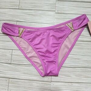 NWT VICTORIA'S‎ SECRET SWIM Bikini Bottoms Womens XL Lilac Metallic V Detail